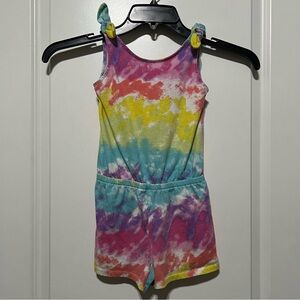 The Children’s Place Girls Romper W/ Knotted Shoulder Bows in Multicolor Tie Dye